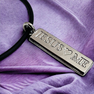 Jesus Loves Me Necklace With Gunmetal Finish