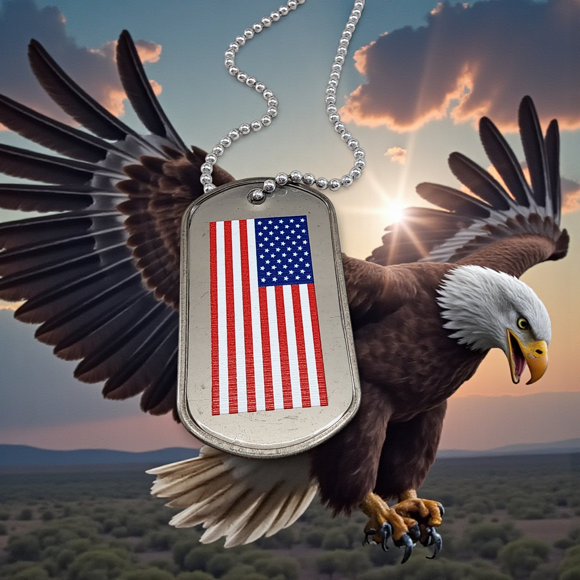 Dog Tag Necklace USA Flag Necklace America 250 Beautiful