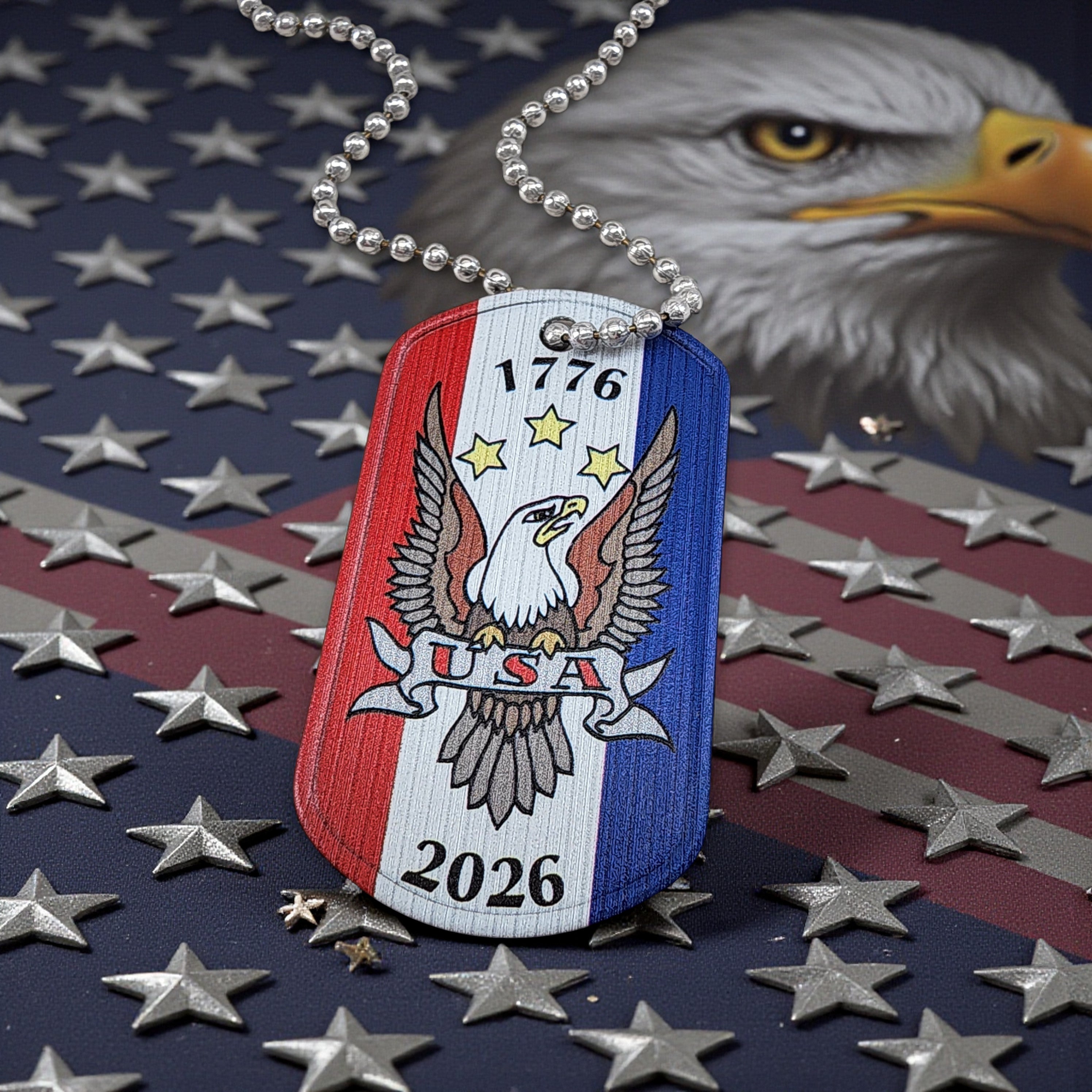 Dog Tag Necklace USA Flag Necklace America 250 Eagle – Forgiven