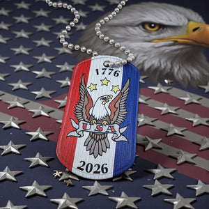 Dog Tag Necklace USA Flag Necklace America 250 Eagle