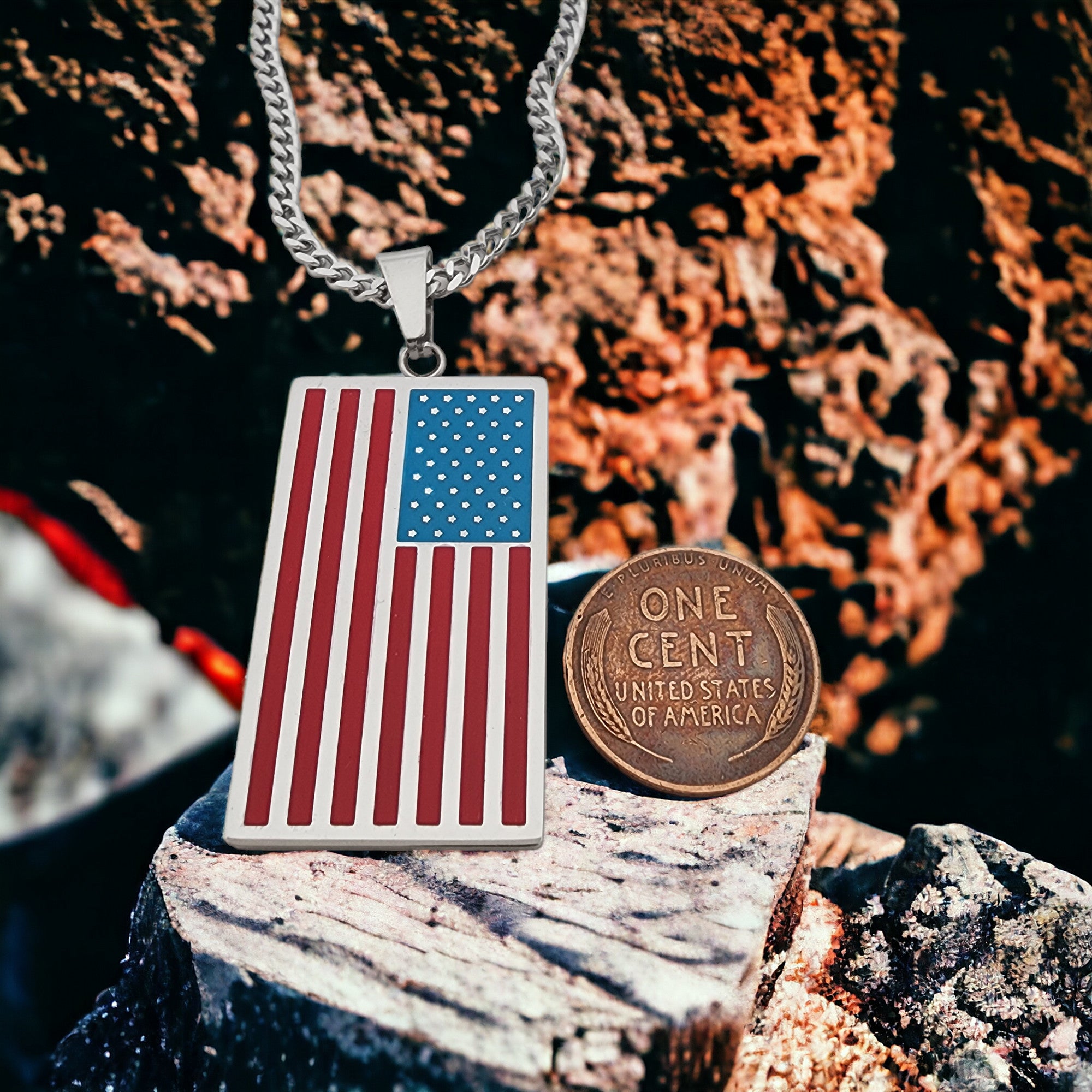 USA Flag Tag Stainless Steel Curb Chain Necklace – Forgiven Jewelry