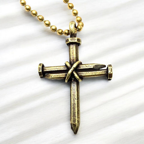 Nail Cross Brass Chain