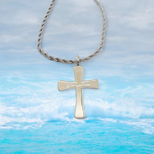 Forgiven Cross Rhodium Metal Finish Rope Chain Necklace