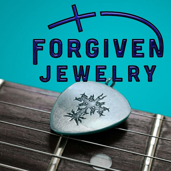 Cross Guitar Pick Antique Silver Finish Pendant Curb Chain Necklace