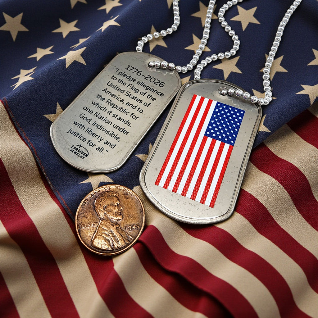 Dog Tag Necklace USA Flag Necklace America 250 Beautiful