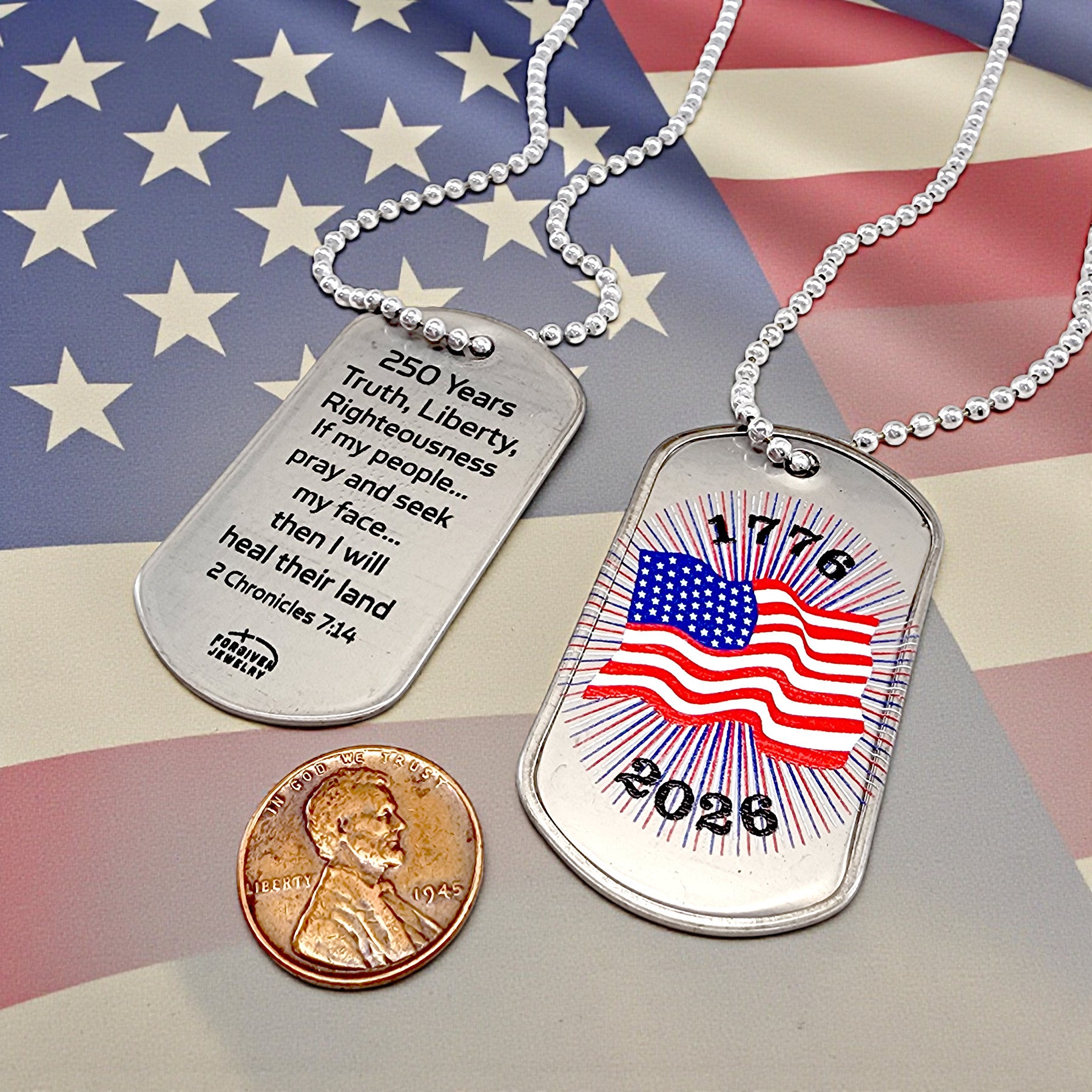 Dog Tag Necklace USA Flag Necklace America 250