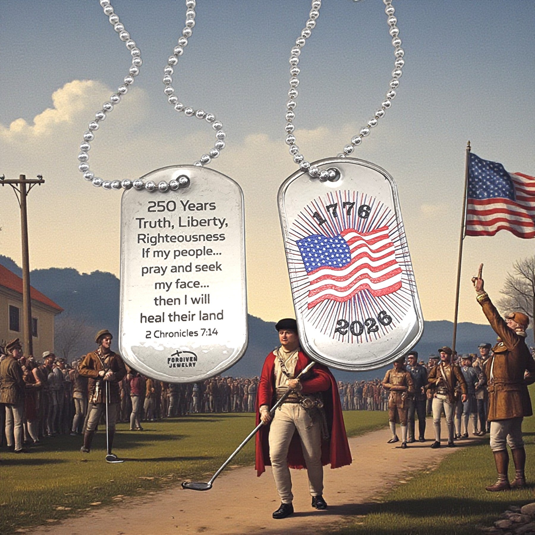 Dog Tag Necklace USA Flag Necklace America 250