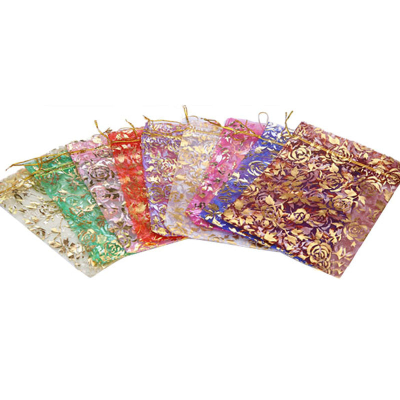 Pink or Lavender Organza Gold Floral Print Gift Pouch Only $1.99 - Forgiven Jewelry