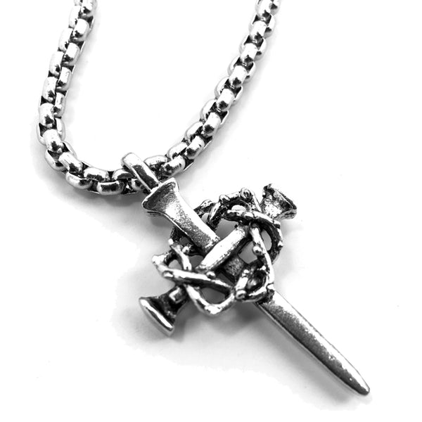 Nail Crown Cross On Heavy Box Chain - Forgiven Jewelry