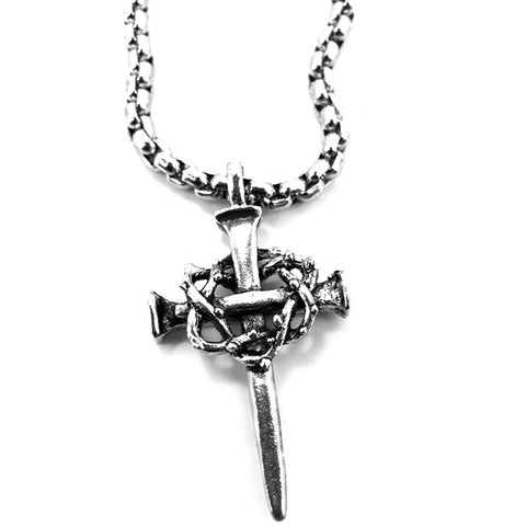 Nail Crown Cross On Heavy Box Chain - Forgiven Jewelry