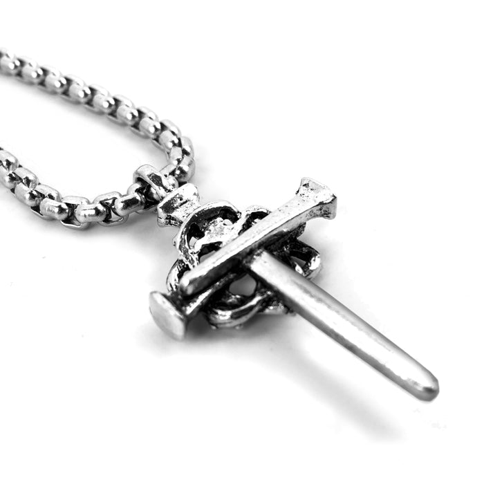 Nail Crown Cross On Heavy Box Chain - Forgiven Jewelry