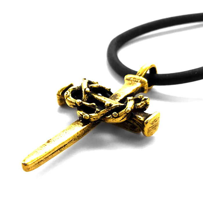 Nail Crown Cross Necklace Gold - Forgiven Jewelry