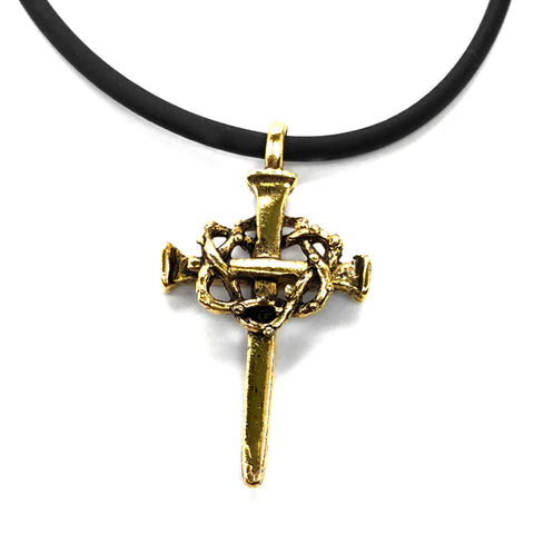Nail Crown Cross Necklace Gold - Forgiven Jewelry