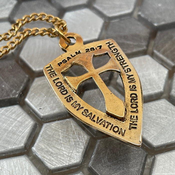 Shield Cross Gold Finish Pendant Gold Finish Chain