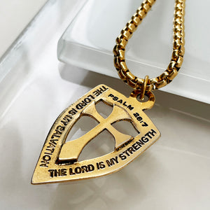 Shield Cross Gold Finish Pendant Gold Finish Heavy Chain