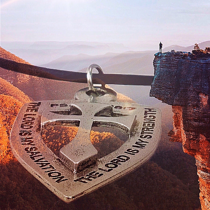 Shield with Cross Pendant Necklace Antique Silver Finish - Forgiven Jewelry