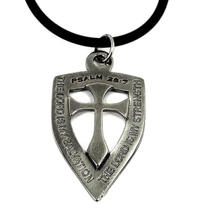 Shield with Cross Pendant Necklace Gunmetal Color Finish