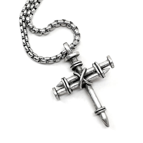 Pewter Nail Cross on Heavy Box Chain