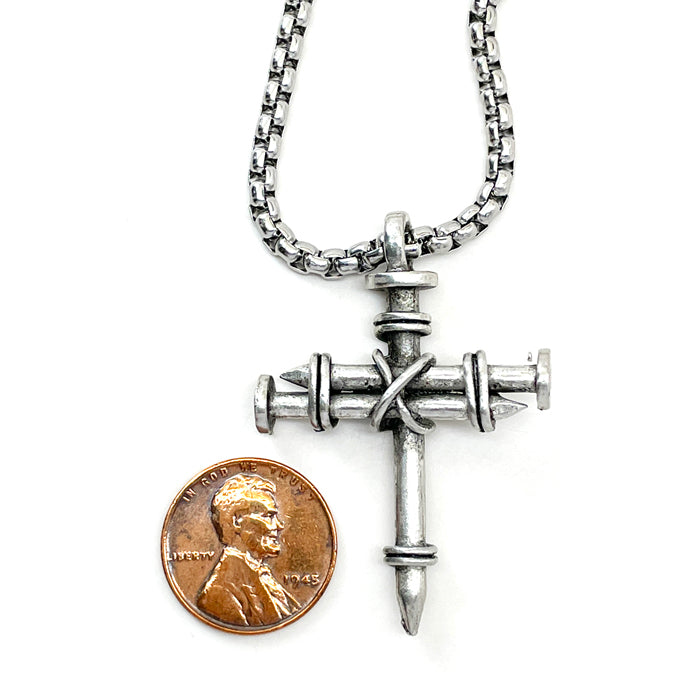 Pewter Nail Cross on Heavy Box Chain