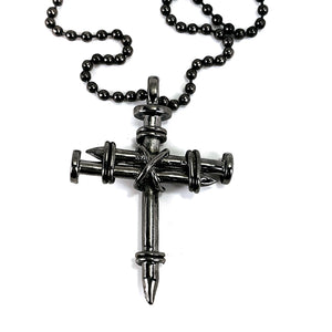 Nail Cross Gunmetal Color Finish Necklace - Forgiven Jewelry