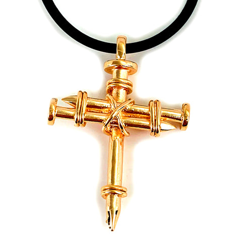 Pewter Nail Cross Necklace Rose Gold - Forgiven Jewelry