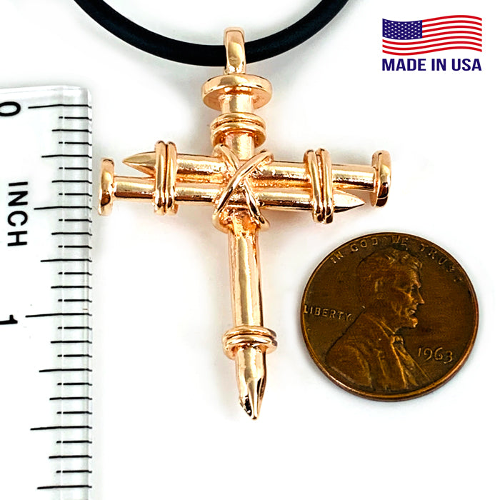 Pewter Nail Cross Necklace Rose Gold - Forgiven Jewelry