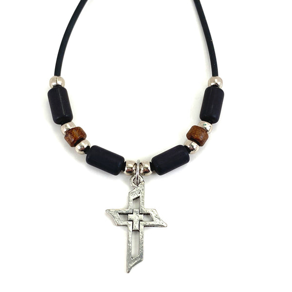 Men Of Faith Cross Beaded Necklace – Forgiven Jewelry