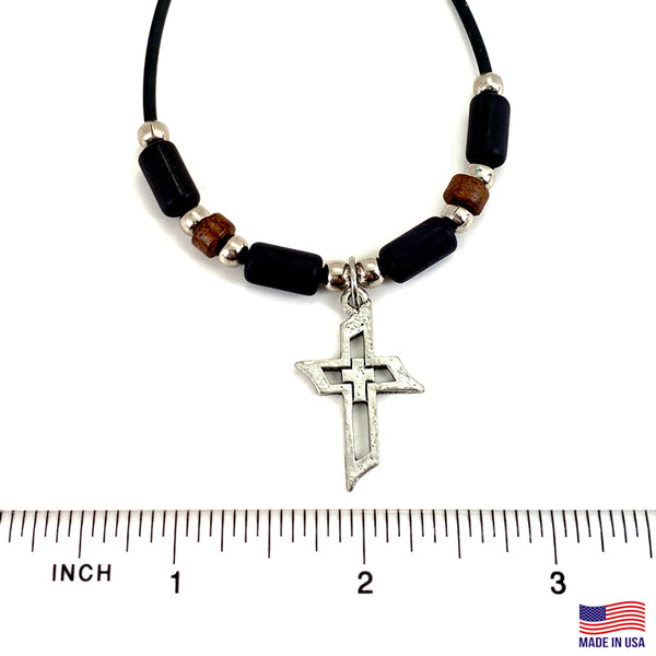 Men Of Faith Cross Beaded Necklace - Forgiven Jewelry