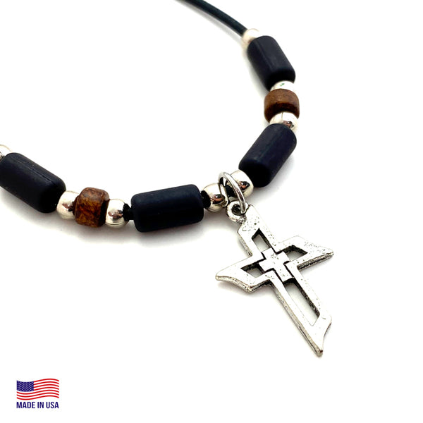 Men Of Faith Cross Beaded Necklace - Forgiven Jewelry