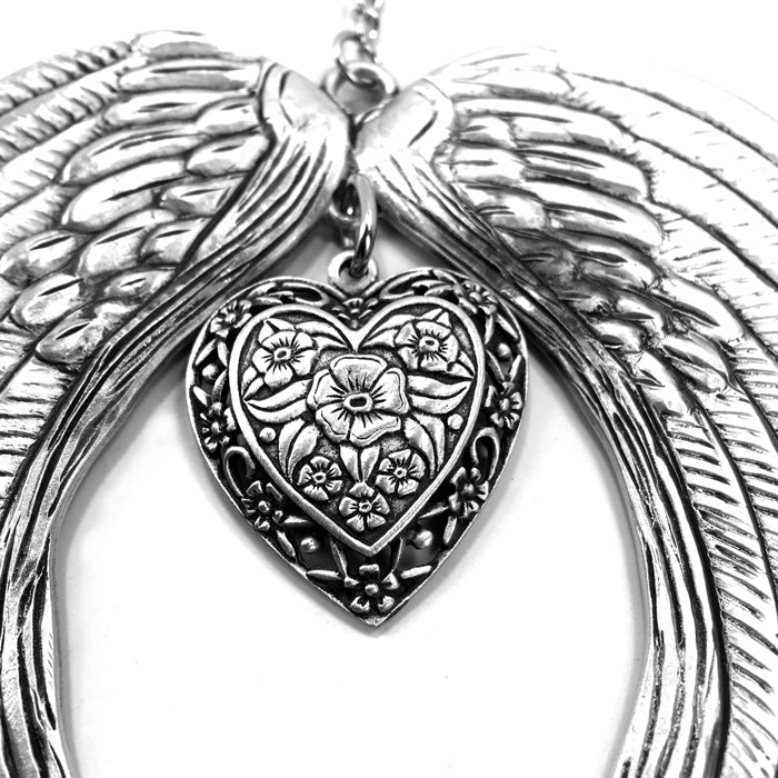 Angel Wings Heart Charm Sterling Gifts
