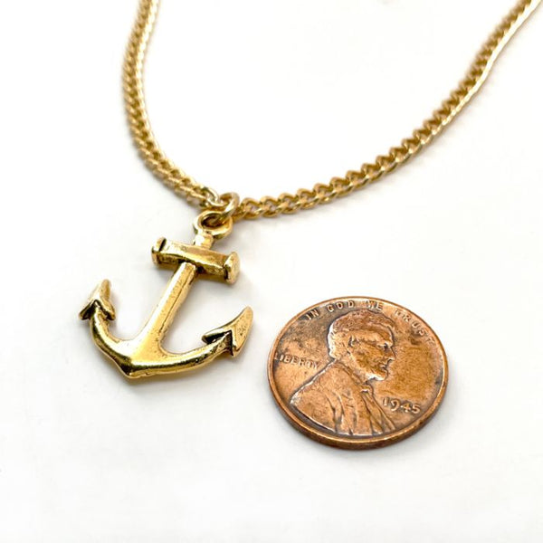 Anchor Gold Metal Finish Pendant Chain Necklace