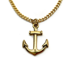Anchor Gold Metal Finish Pendant Chain Necklace