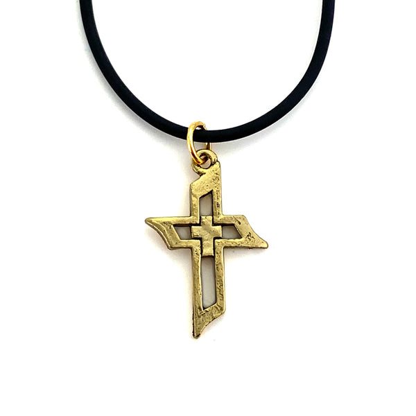 Cross Of Faith Necklace Antique Gold Finish - Forgiven Jewelry