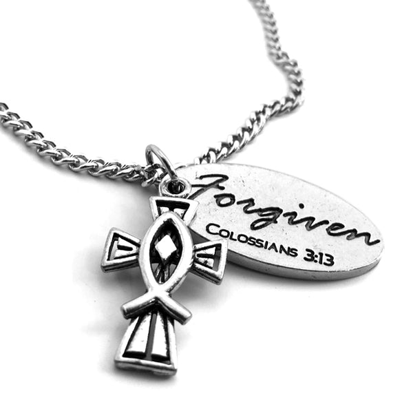 Cross With Fish Forgiven Tag On Chain - Forgiven Jewelry