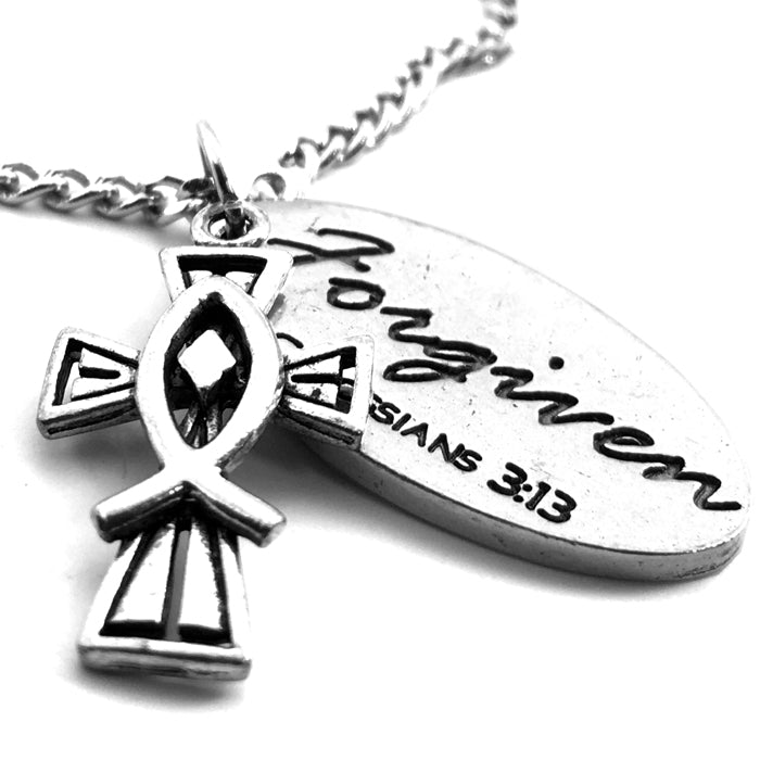 Cross With Fish Forgiven Tag On Chain - Forgiven Jewelry