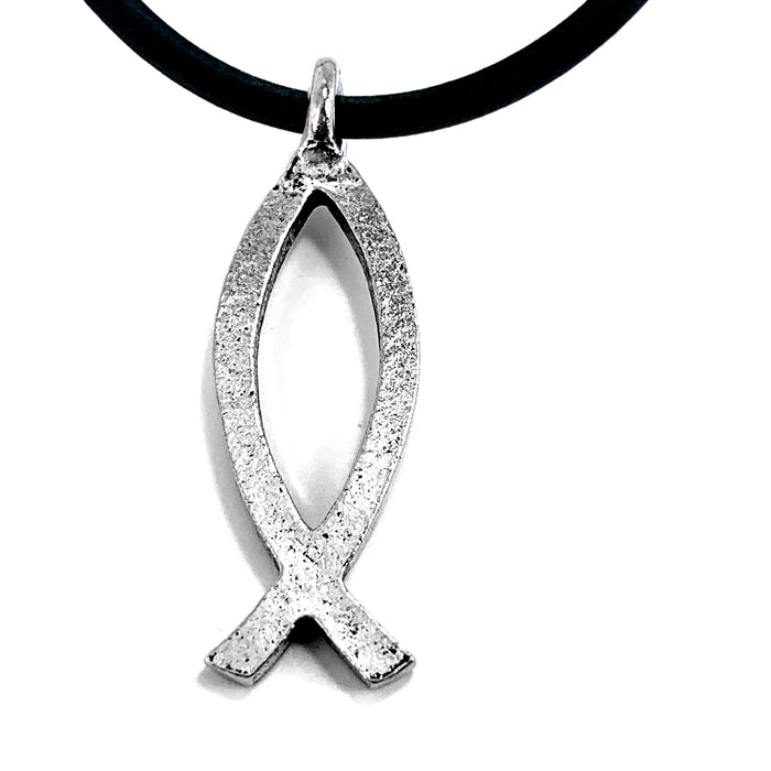 Ichthus Jesus Fish Silver Finish Necklace - Forgiven Jewelry