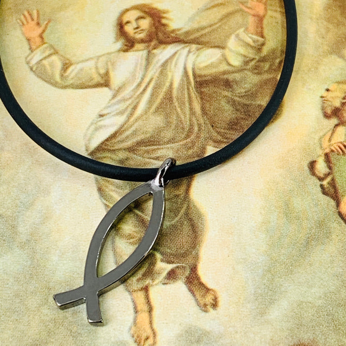 Ichthus Fish Gunmetal Necklace - Forgiven Jewelry