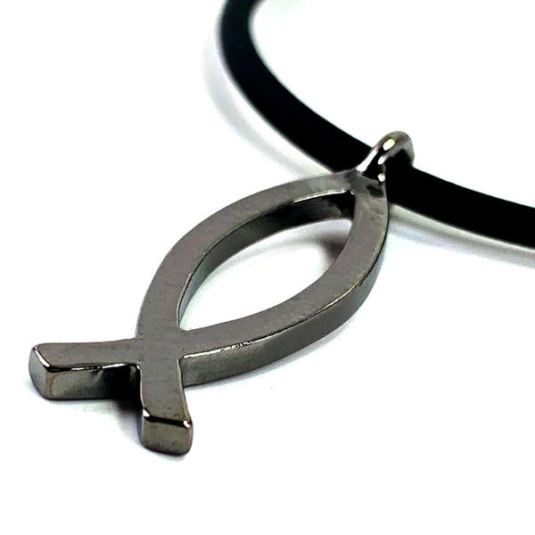 Ichthus Fish Gunmetal Necklace - Forgiven Jewelry