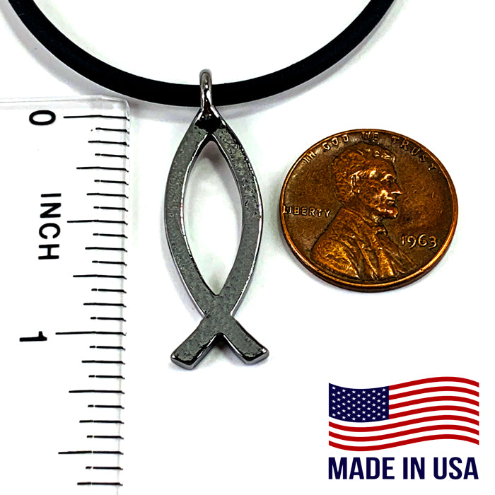 Ichthus Fish Gunmetal Necklace - Forgiven Jewelry