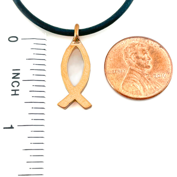 Jesus Ichthus Small Fish Rose Gold Finish Necklace - Forgiven Jewelry