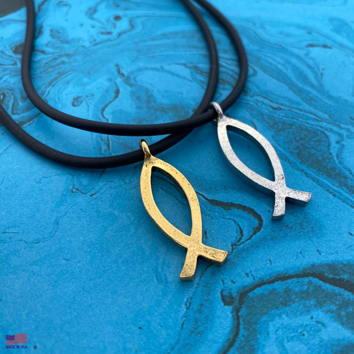Ichthus Jesus Fish Silver Finish Necklace - Forgiven Jewelry