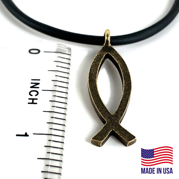 Ichthus Fish Brass Necklace - Forgiven Jewelry