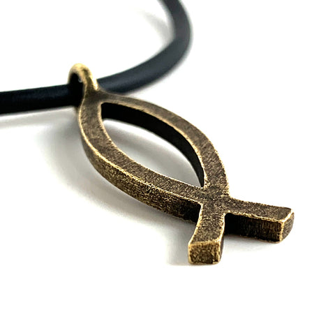 Ichthus Fish Brass Necklace - Forgiven Jewelry