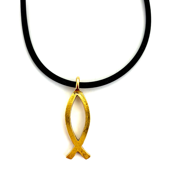 Ichthus Jesus Fish Gold Metal Necklace - Forgiven Jewelry