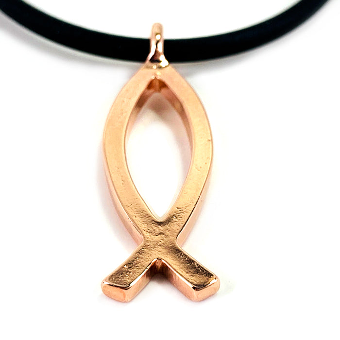 Ichthus Fish Rose Gold Metal Necklace - Forgiven Jewelry