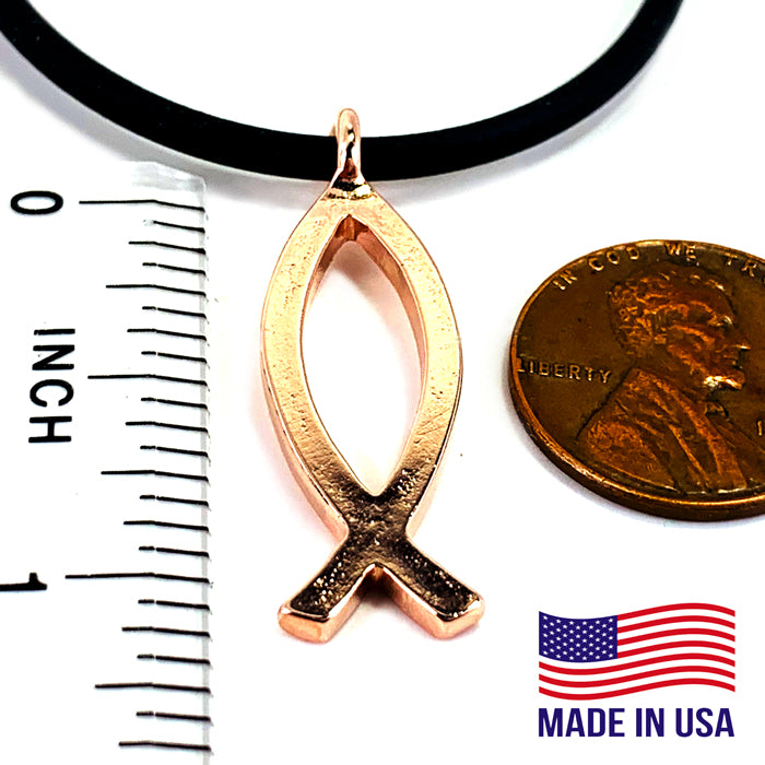 Ichthus Fish Rose Gold Metal Necklace - Forgiven Jewelry