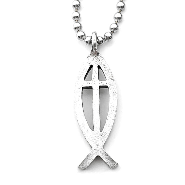 Cross Ichthus Fish Ball Chain Necklace - Forgiven Jewelry
