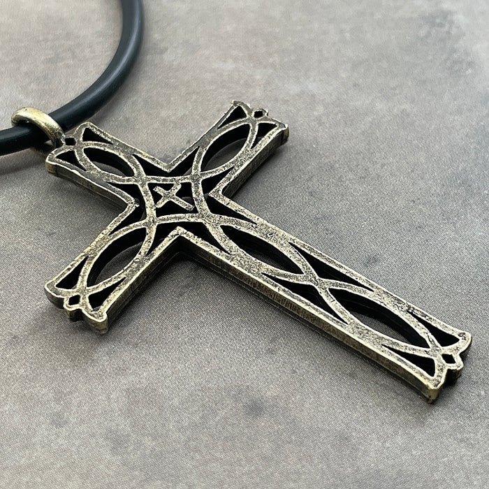 Cross Ichthus Fish Antique Brass Necklace - Forgiven Jewelry