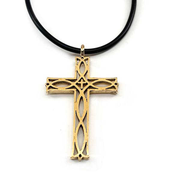 Cross Ichthus Fish Gold Necklace - Forgiven Jewelry