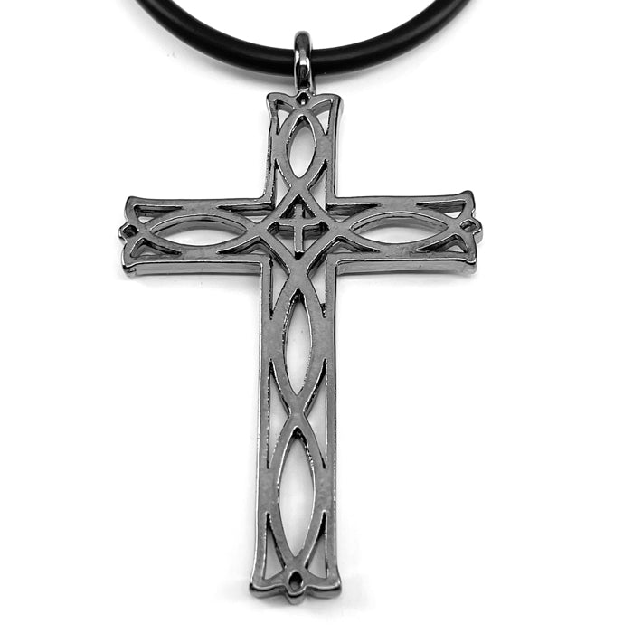 Cross Ichthus Fish Gunmetal Necklace - Forgiven Jewelry